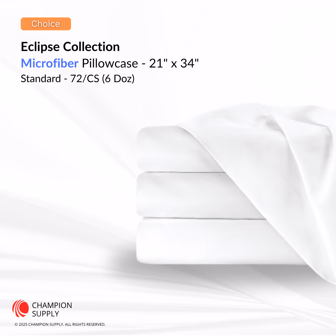 Choice Hotels Eclipse Collection Microfiber Pillowcase Standard- 21" x 34", Case Of 72